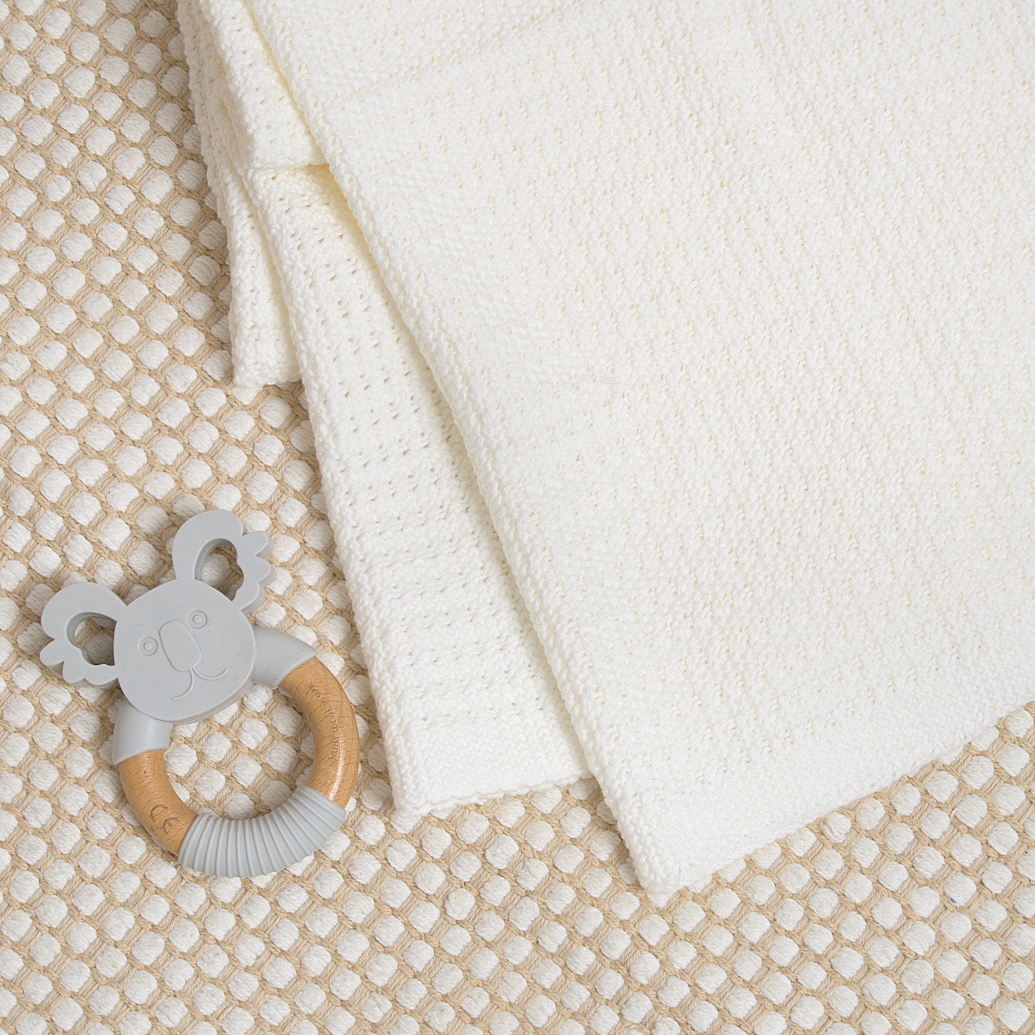 Luxury Organic Cotton Knit Baby Blanket – Oat Milk - The Tiny Bed Company™