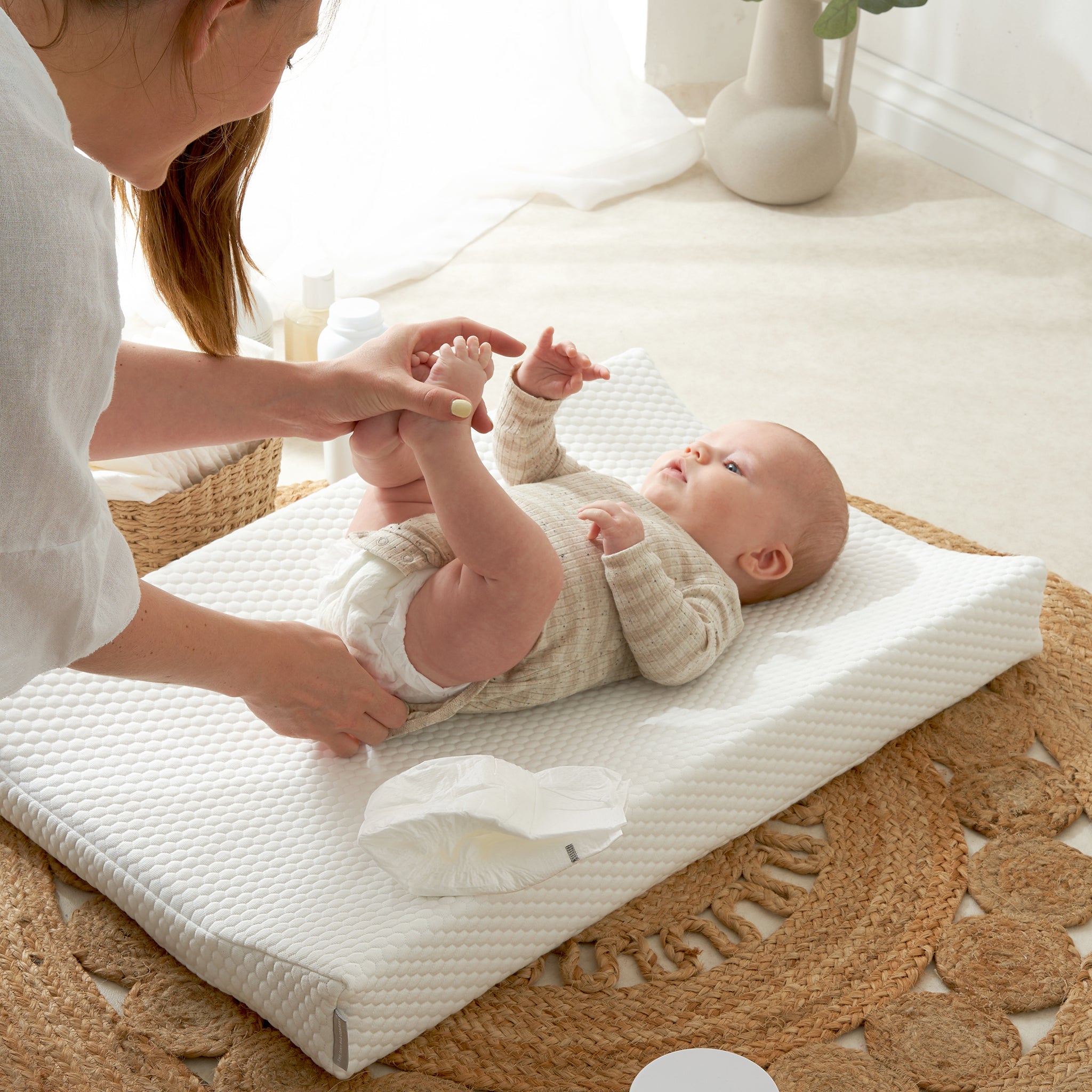 Luxury Anti-Roll Baby Changing Mat - With Soft Fabric Cover - The Tiny Bed Company™