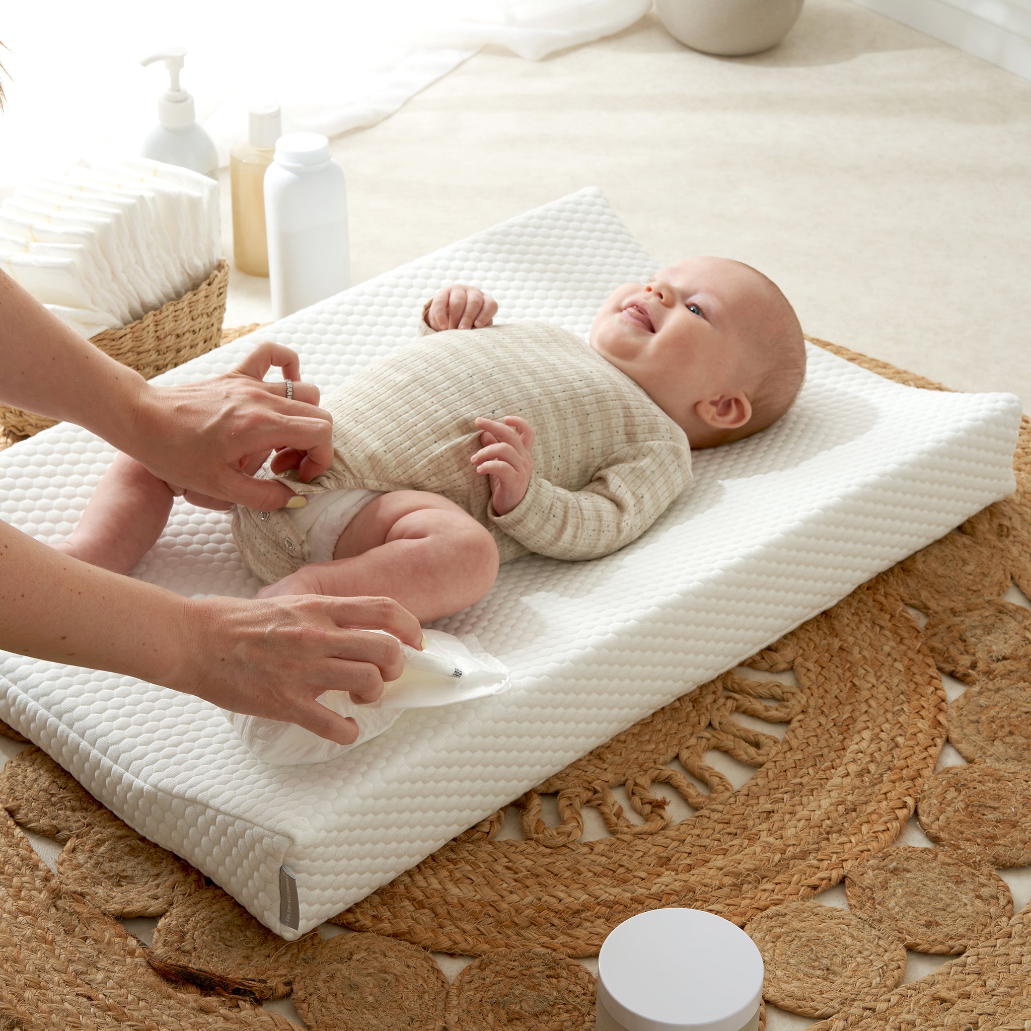 Luxury Anti-Roll Baby Changing Mat - With Soft Fabric Cover - The Tiny Bed Company™